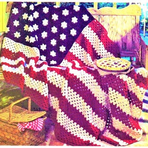 American Flag Afghan, Independence Day Stars and Strips Crochet Afghan, Throw Pattern, Instant Download PDF, Almost Free