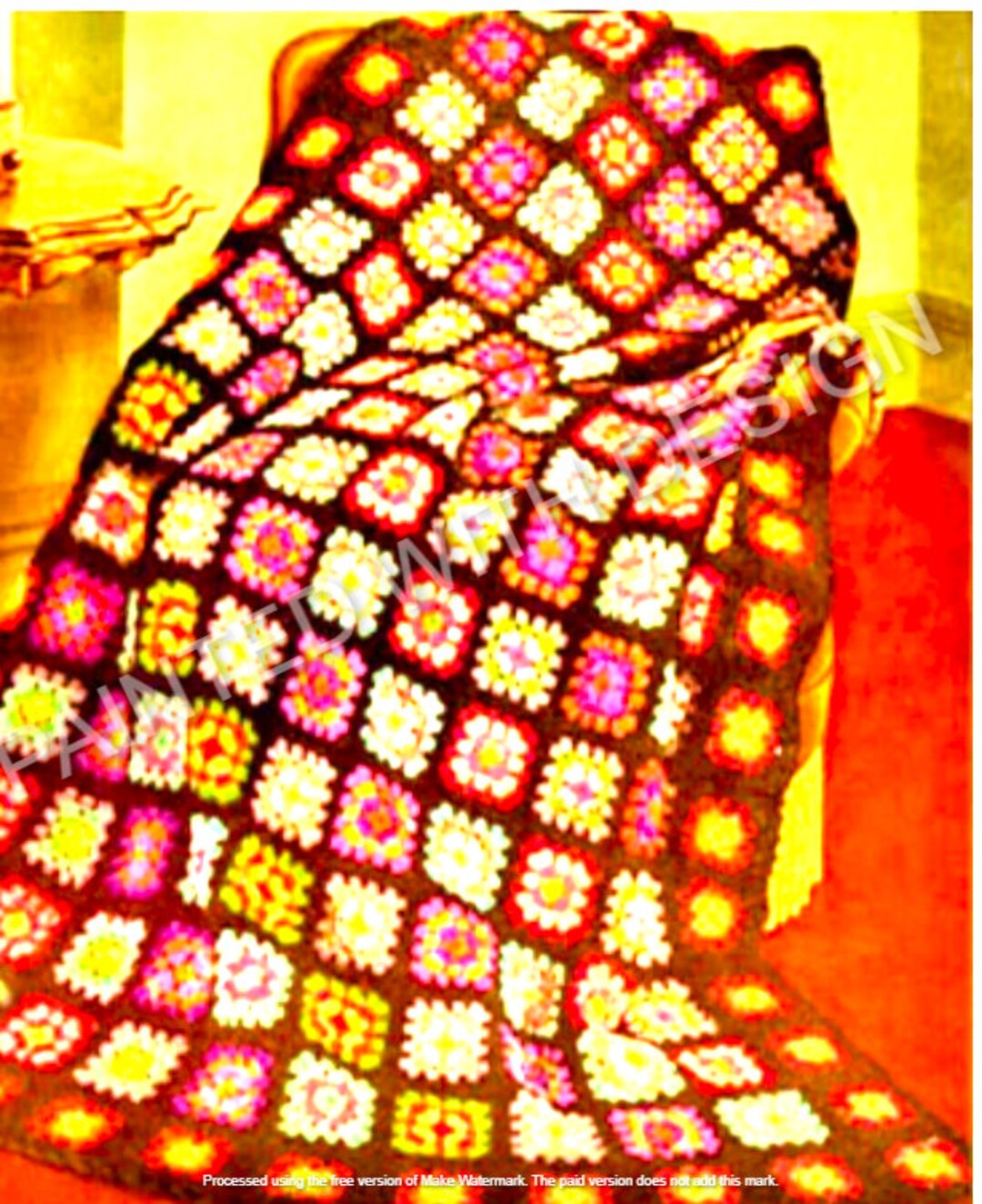 Granny Square Afghan, Blanket, Throw, Lapghan, Bedspread, Bed Cover