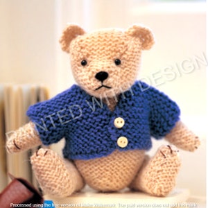 Teddy Bear With Shirt Knitting Pattern, Bear Pattern, Child's Toy, Keepsake, PDF Instant Download, Almost Free