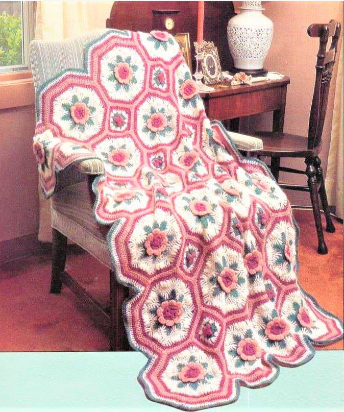 Vintage Victoria Garden, Victoria Rose Afghan, Bedspread, Blanket, Lapghan Crochet Pattern, PDF Instant Download, Almost Free