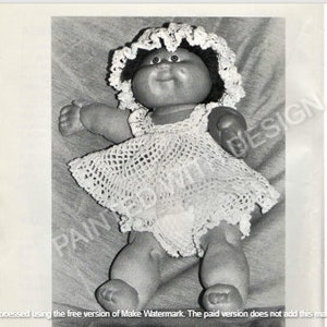 Cabbage Patch Outfits, Cabbage Patch Doll Clothes, Dress, Panties And Mop Cap, Crochet Pattern, PDF Instant Download, Almost Free