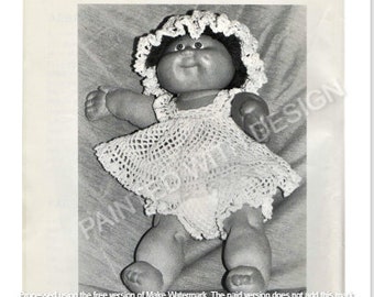 Cabbage Patch-outfits, Cabbage Patch-poppenkleding, jurk, slipje en dweilmuts, haakpatroon, pdf directe download, bijna gratis