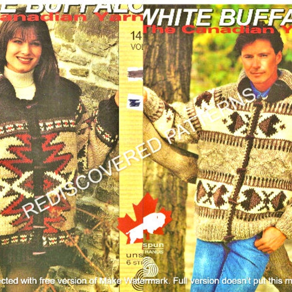 White Buffalo Wool #1418 Volume 2, Two Sweaters, Ladies Sweater And Men's Sweater Knitting Patterns, PDF Instant Download, Almost Free