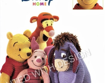 Winnie The Pooh y sus amigos Piglet, Eeyore y Tigger Vintage Crochet Pattern Book, Juguete para niños, Stuffy, PDF Descarga instantánea casi gratis