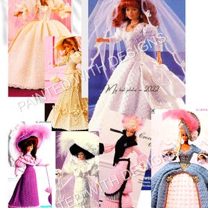 Fashion Doll Crochet Dress, 7 Styles, Crochet Patterns, Victorian Dress, Wedding Dress, PDF Instant Download Almost Free