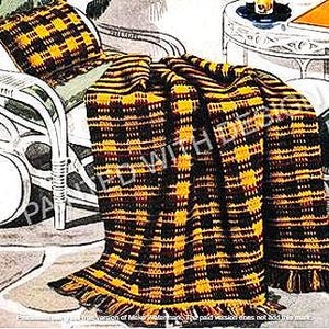 Tartan Afghan And Pillow Crochet Pattern, Blanket, Throw, Lapghan, Bedspread, PDF Instant Download, Almost Free