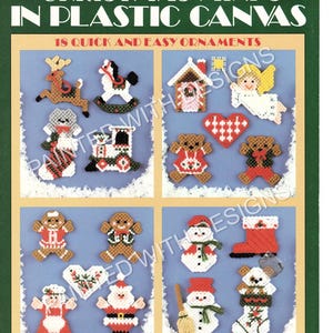 Vintage Christmas Mini&#39;s In Plastic Canvas, 18 Designs, Leaflet 1059, Plastic Canvas, PDF Instant Download Almost Free