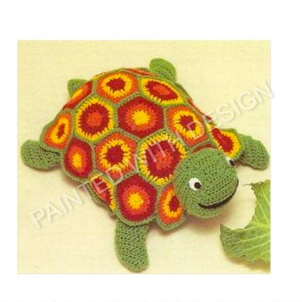 Vintage Turtle Crochet Pattern, Kids Toy, Tortoise, Boy Or Girl Toy, 1970's Crochet Pattern, PDF Instant Download, Almost Free