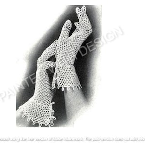 Vintage 1930&#39;s Lattice Loop Lace Gloves Crochet Pattern, Elegant Wedding Gloves, Bride Gloves, PDF Instant Download, Almost Free