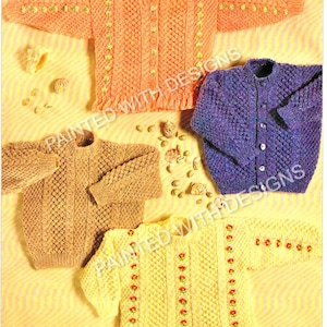 Baby Round Neck Sweaters And Cardigan Knitting Patterns, PDF Instant Download, Almost Free