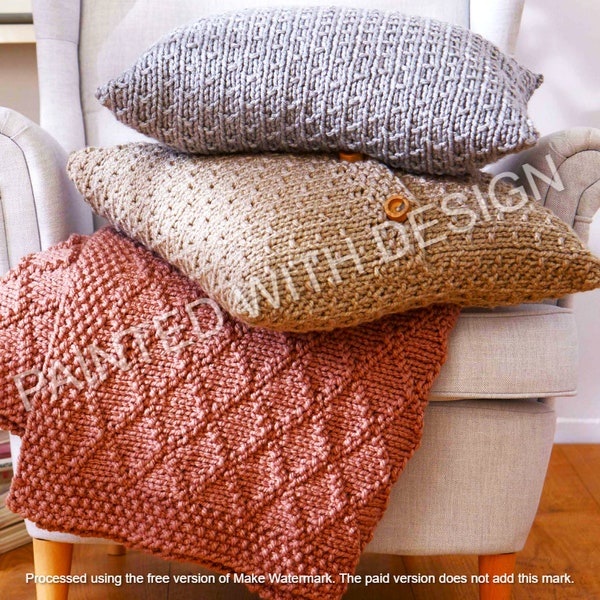 Pillows And Blanket Knitting Pattern, Throw, Bedspread, Decorative Pillow, PDF Instant Download, Almost Free