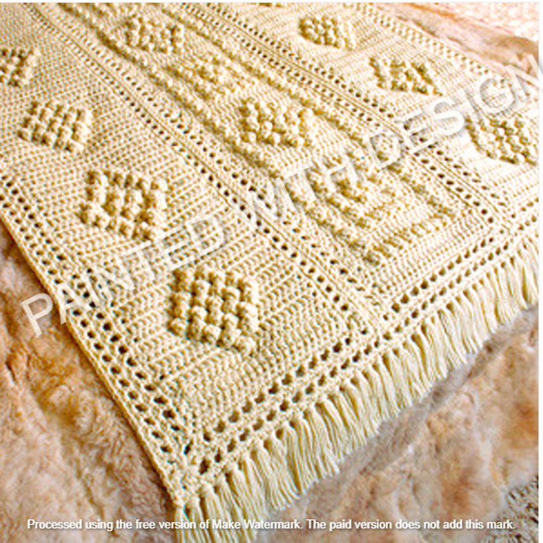 Bulky Popcorn Stitch Afghan, Blanket, Throw, Bedspread, Crochet Pattern