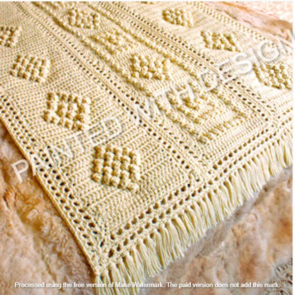 Bulky Popcorn Stitch Afghan, Blanket, Throw, Bedspread, Crochet Pattern, PDF Instant Download, Almost Free