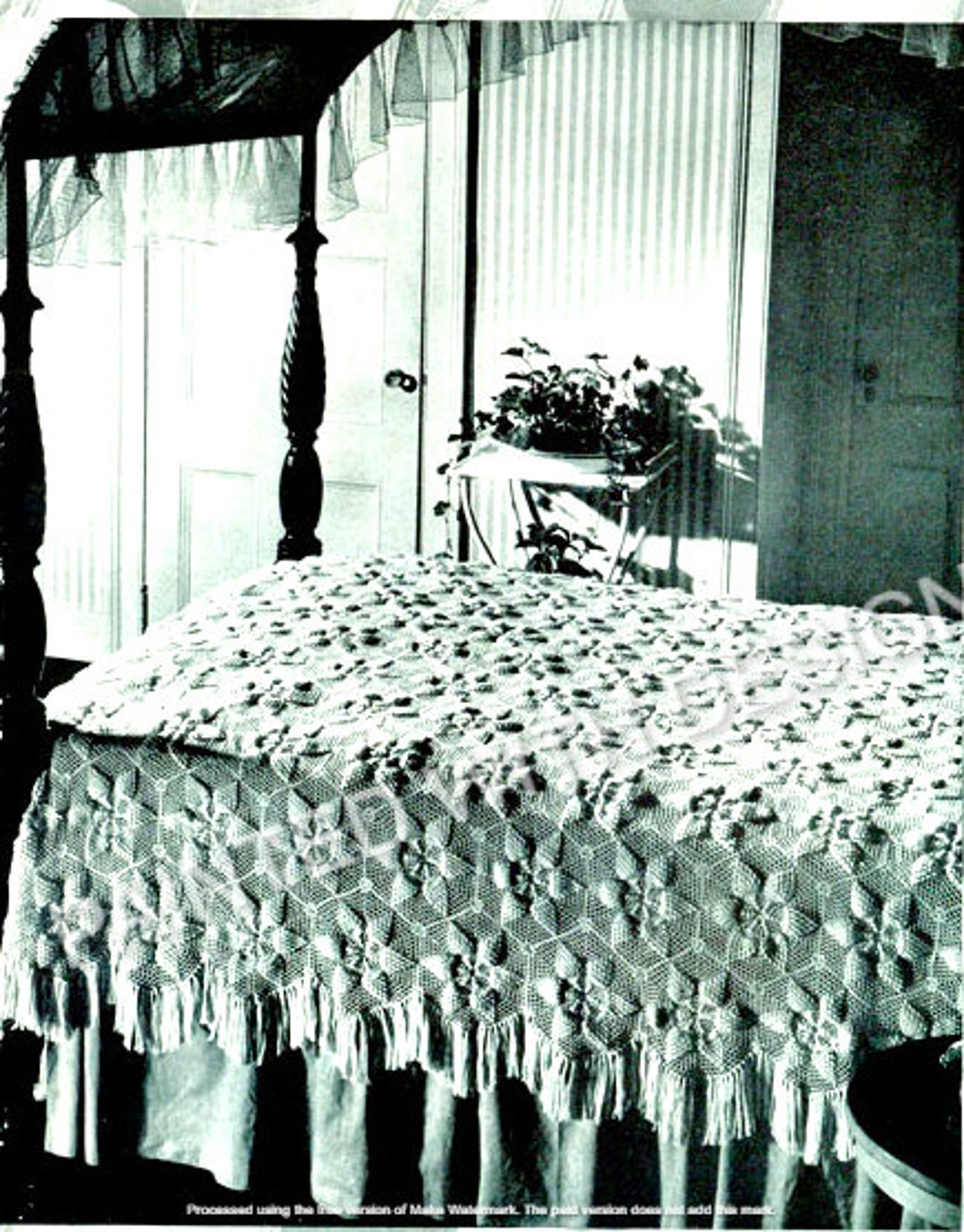 Vintage Pineapple and Popcorn Bedspread, Blanket, Bedcover, Crochet