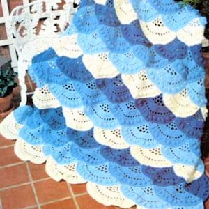 Lacy Shell Afghan, Blanket, Throw, Lapghan, Bedspread Crochet Pattern, PDF Instant Download, Almost Free
