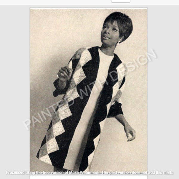 Vintage Harlequin Coat, Ladies, Women's Coat, Ladies Coat Crochet Pattern, PDF Instant Download, Almost Free