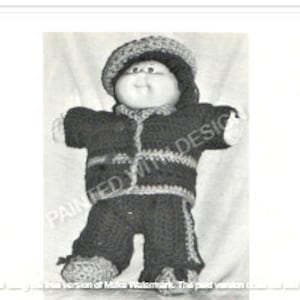Cabbage Patch Outfits, Doll Clothes, Double Breasted Blazer, Pants, Beret, And Shoes Crochet Pattern PDF Instant Download Almost Free