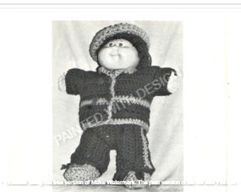 Cabbage Patch Outfits, Doll Clothes, Double Breasted Blazer, Pants, Beret, And Shoes Crochet Pattern PDF Instant Download Almost Free