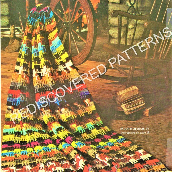 Scraps Of Beauty Afghan, Blanket, Throw, Bedspread, Lapghan, Crochet Pattern, PDF Instant Download, Almost Free