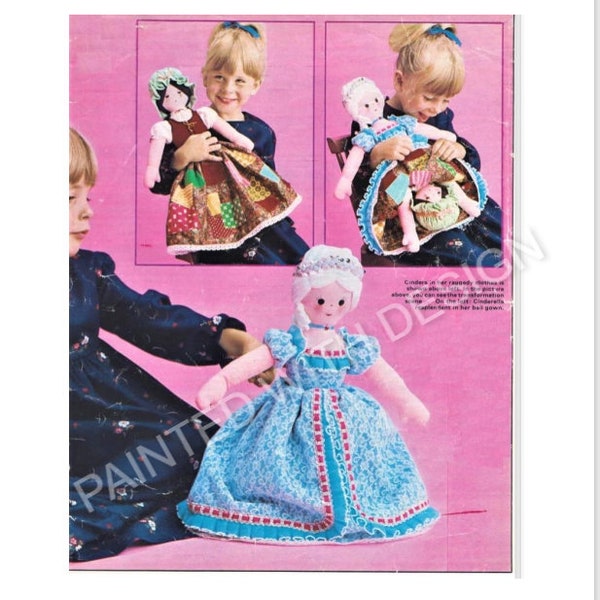 Cinderella Rags To Riches, Topsy Turvy Doll, Sewing, Vintage Pattern, Child's Doll, Toy, Sewing Pattern, PDF Instant Download, Almost Free