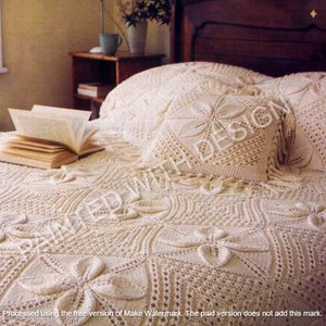 Apricot Leaf Feathered Border Knitted Counterpane Afghan, Blanket, Throw, Bedspread, Knitting Pattern, PDF Instant Download, Almost Free