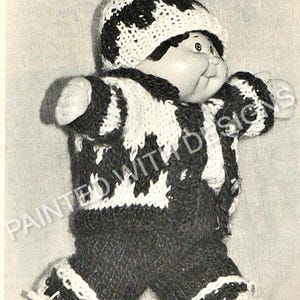 Cabbage Patch Doll Clothes, Indian-Type Jacket, Pants, Vest, Hat And Mukluks, Boy, Girl Knitting Pattern PDF Instant Download, Almost Free
