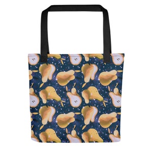 Blue Yellow Whimsigoth Pear Tote Bag for Grocery Shopping, Everyday, Travel, or Gift Whimsical Fruity Cottagecore Tote Bag for Spring image 1