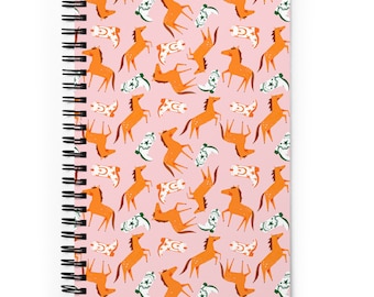 Cute + Fun Pink Rodeo Horse Pattern Dot Journal Spiral Notebook for Everyday, School, Bullet Journaling, List Making, or Gift