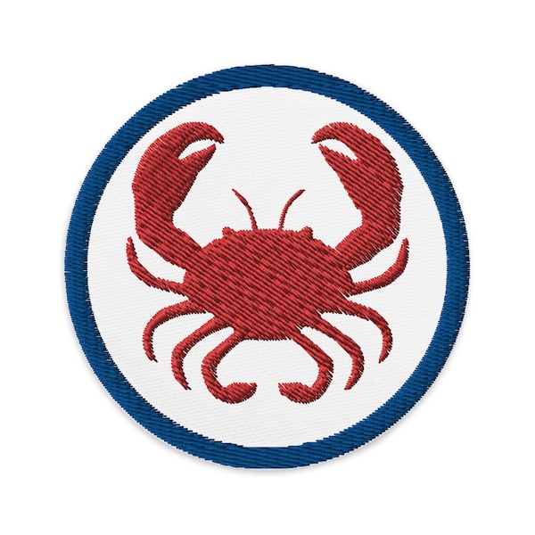 Embroidered Nautical Red Crab Patch, Crustaceancore Patch for Backpack, Stocking Stuffer Ideas, Gifts for Sailors + Fishermen Under 20