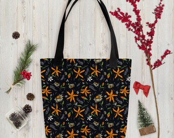 Cute Whimsigoth Botanical Shoulder Tote Bag for School, Work, Travel, + Everyday - Unique Floral Cottagecore Purse for Women + Teens