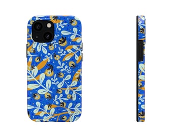 Modern Blue + Yellow Maximalist Floral Phone Case for Daughter, Best Friend, Birthday Gift - Aesthetic Abstract Phone Case