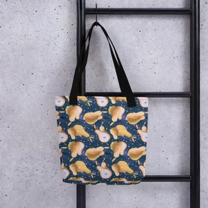 Blue + Yellow Whimsigoth Pear Tote Bag for Grocery Shopping, Everyday, Travel, or Gift - Whimsical Fruity Cottagecore Tote Bag for Spring