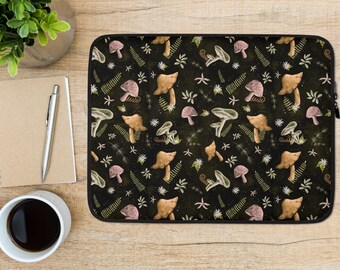 Cute Whimsigoth Mycology Mushroom Laptop Sleeve for Work, School, Travel - Custom Cottagecore Fungi Laptop Sleeve for Holiday Gifting