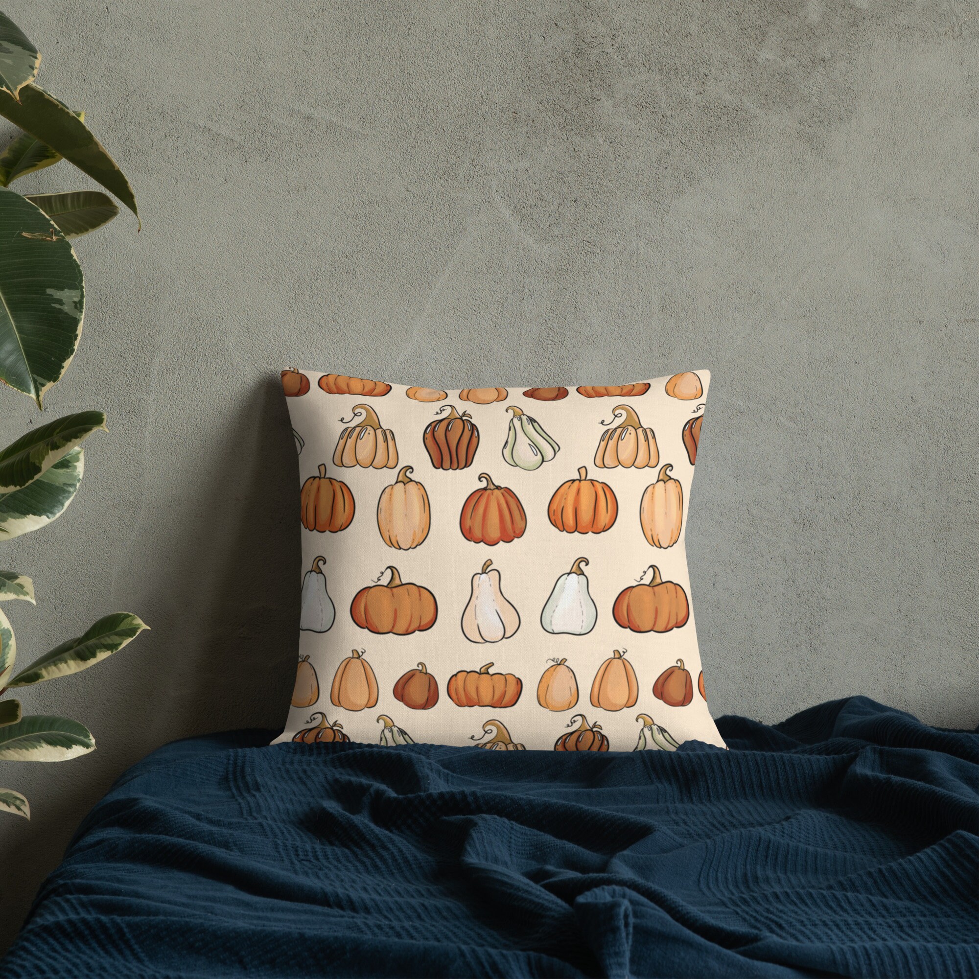 18x18 Square Hello Pumpkin Pillow, Pumpkin Pillows, Pumpkin Throw