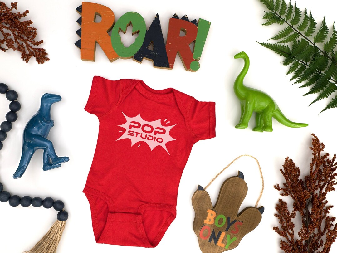 Baby Boy Dinosaur Mock up Rabbit Skins 4424 Mockup Red Onesie Mockup
