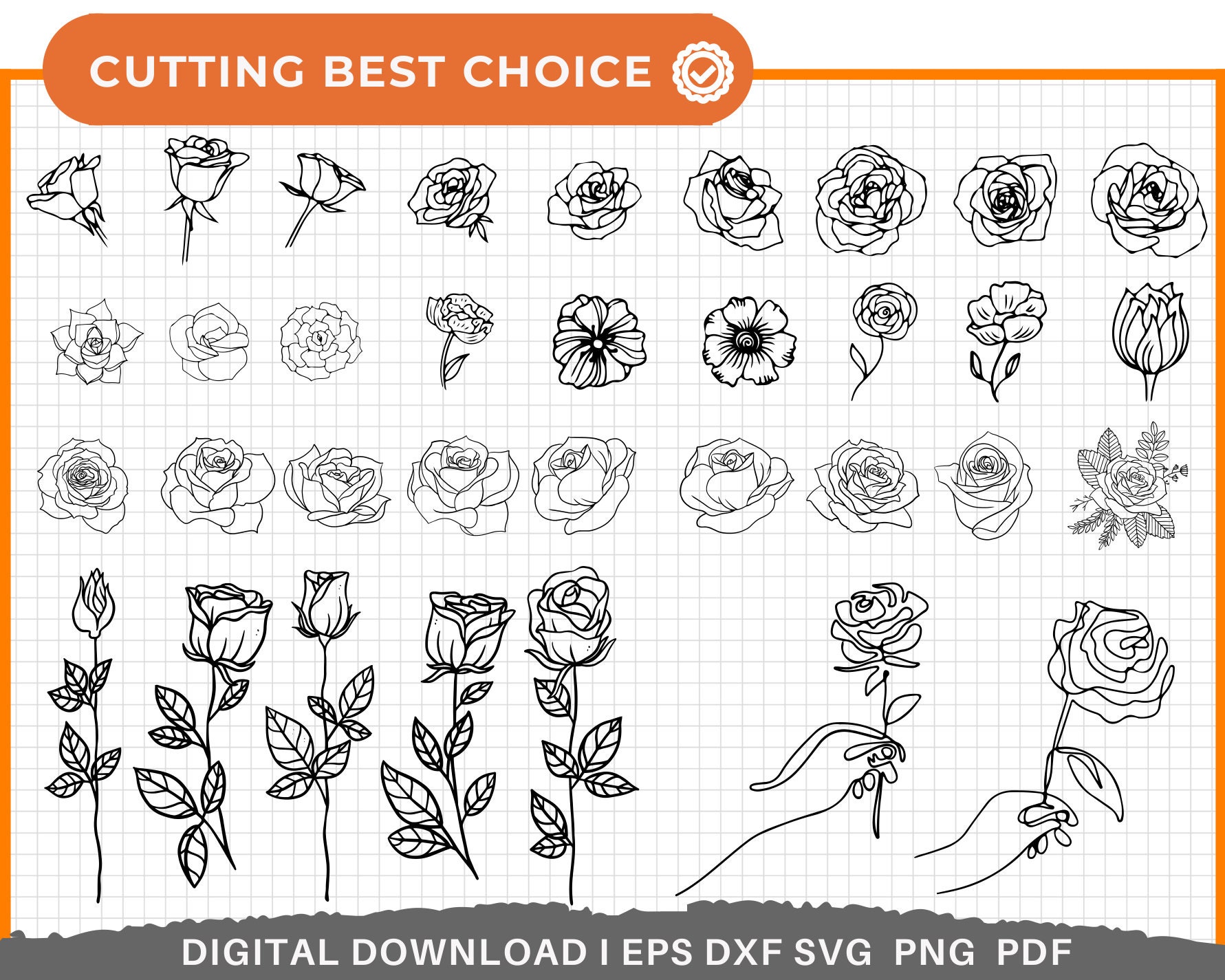 Rose Stamps Tattoo Brush Floral Flower, Procreate Floral Stamps, Roses ...