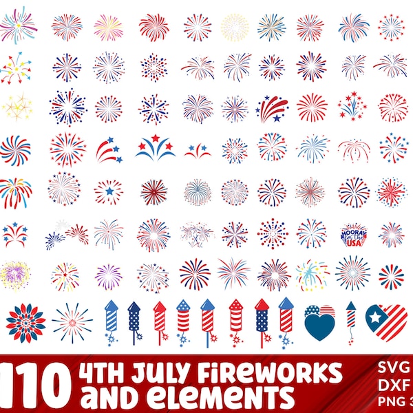 4th Of July Svg Bundle Fireworks Svg & Png, 4th of July Fireworks, USA fireworks, Firecracker SVG, fireworks clipart PNG files.
