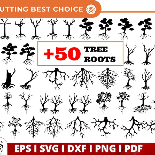 Racines d’arbre SVG, Racines SVG Bundle, Racines SVG, arbre généalogique svg, racines d’arbres Clipart svg, Arbre de vie celtique, Arbre de vie pochoir silhouette