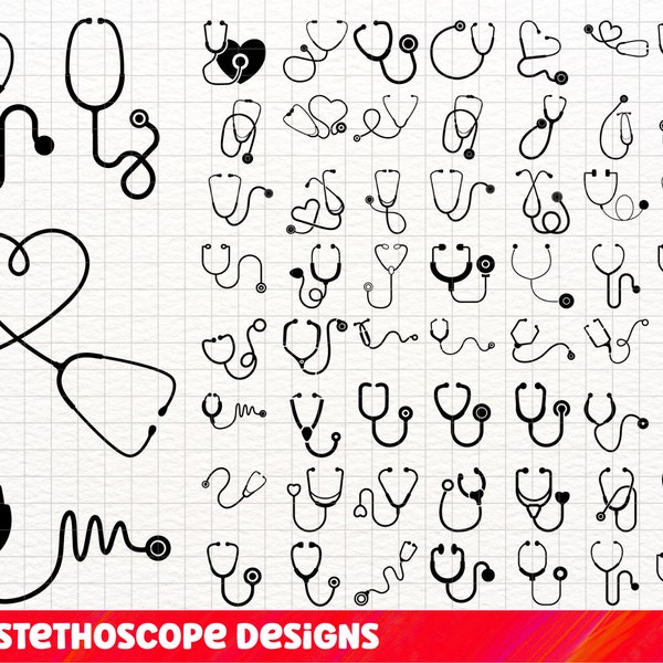 Stethoscope SVG Bundle, Stethoscope PNG Bundle, Stethoscope Clipart, Stethoscope SVG Cut Files for Cricut, Heart Stethoscope Svg, Doctor Svg