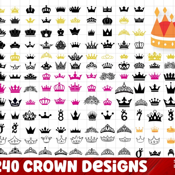 Crown SVG Bundel, Crown PNG Bundel, Royal Crown SVG, Princess Tiara Svg, King Crown, Queen Crown Svg, Bestand voor Cricut, Silhouet, Cut File