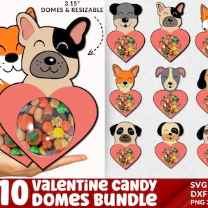 Valentine Candy Dome Svg, Puppy Candy Halter, Candy Holder SVG, Valentine Geschenk, Candy Christbaumkugel Ornament, Cricut Puppy Candy Halter.
