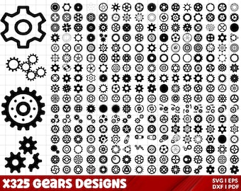 Gears SVG Bundle, Gears PNG Bundle, Gears Clipart, Gears SVG Cut Files for Cricut, Gears Silhouette, Gear Shapes Svg, Metal Gears Svg