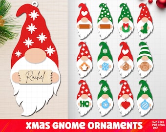 Gnome Christmas Ornament SVG, Christmas Gnomes Bundle Svg, Christmas Svg, Laser Cut, Gnome SVG, Ornaments Svg, File for Cricut, Silhouette