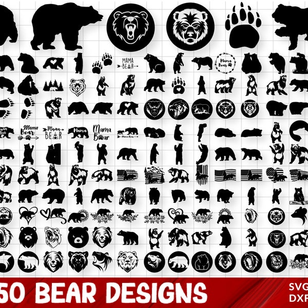 Bear Svg Bundle, Mama Bear SVG Bundle, Bear PNG Bundle,  Family Bear Svg, Polar Bear Svg, Bear Head Svg, Grizzly Bear Svg, Bear Face Svg