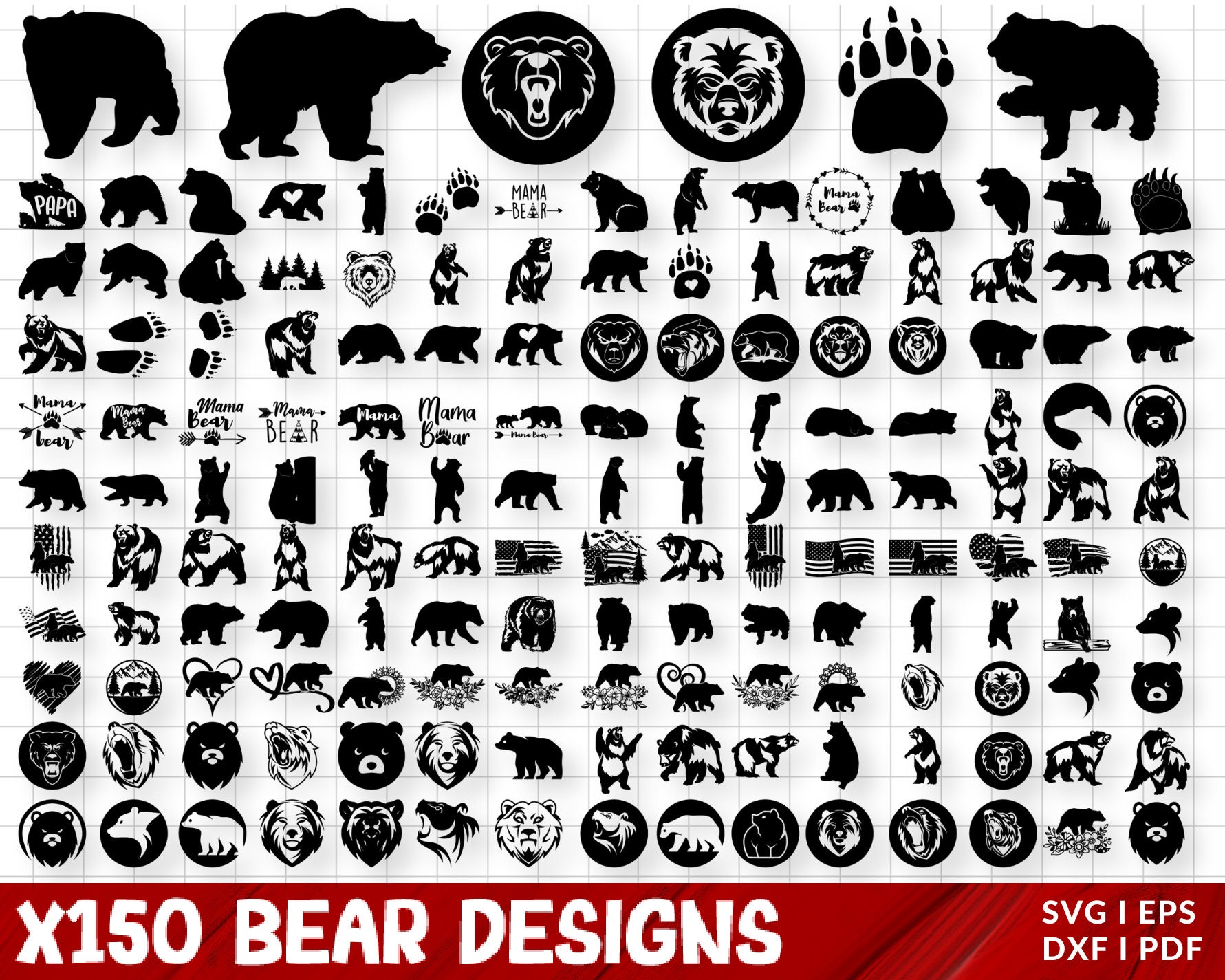 Papa bear svg files, Papa bear svg, Bear svg, Papa svg, files for Cricut,  Silhouette, svg eps png dxf Cut Print Mug Shirt Decal