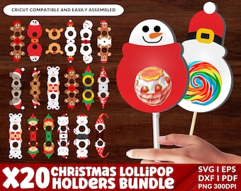 Christmas Lollipop Holder SVG, Reindeer Lollipop Holder Cut File, Candy Holder Svg, Christmas Tree Ornaments, Santa Candy Holder, Snowflake