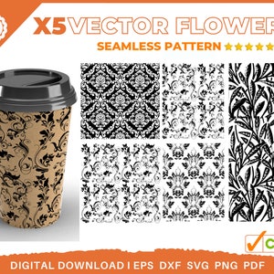 5 Leather Tooled svg, pattern designs svg, western pattern png, Seamless Patterns Floral Svg, floral svg laser