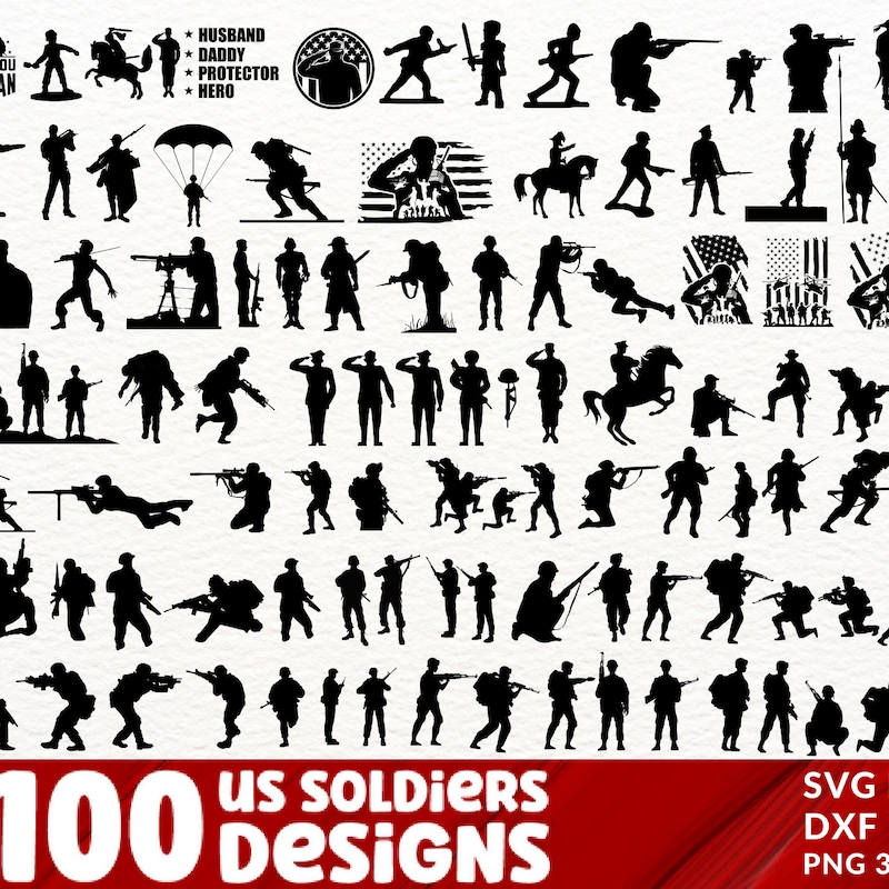Soldier and Flag Clipart - Etsy