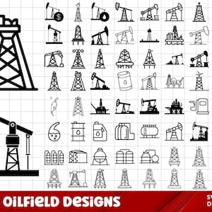 Oilfield SVG Bundle, Oilfield PNG Bundle, Oilfield Clipart, Oilfield SVG Cut Files for Cricut, Oil Pump Svg, Oil Derrick Svg File