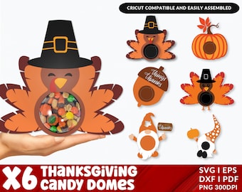 Turkije Candy Dome SVG, Candy Ornaments SVG, Thanksgiving Party Favor, Herfst Gift, Kalkoen Candy Holder, Papieren Ornament, Cricut, Silhouet